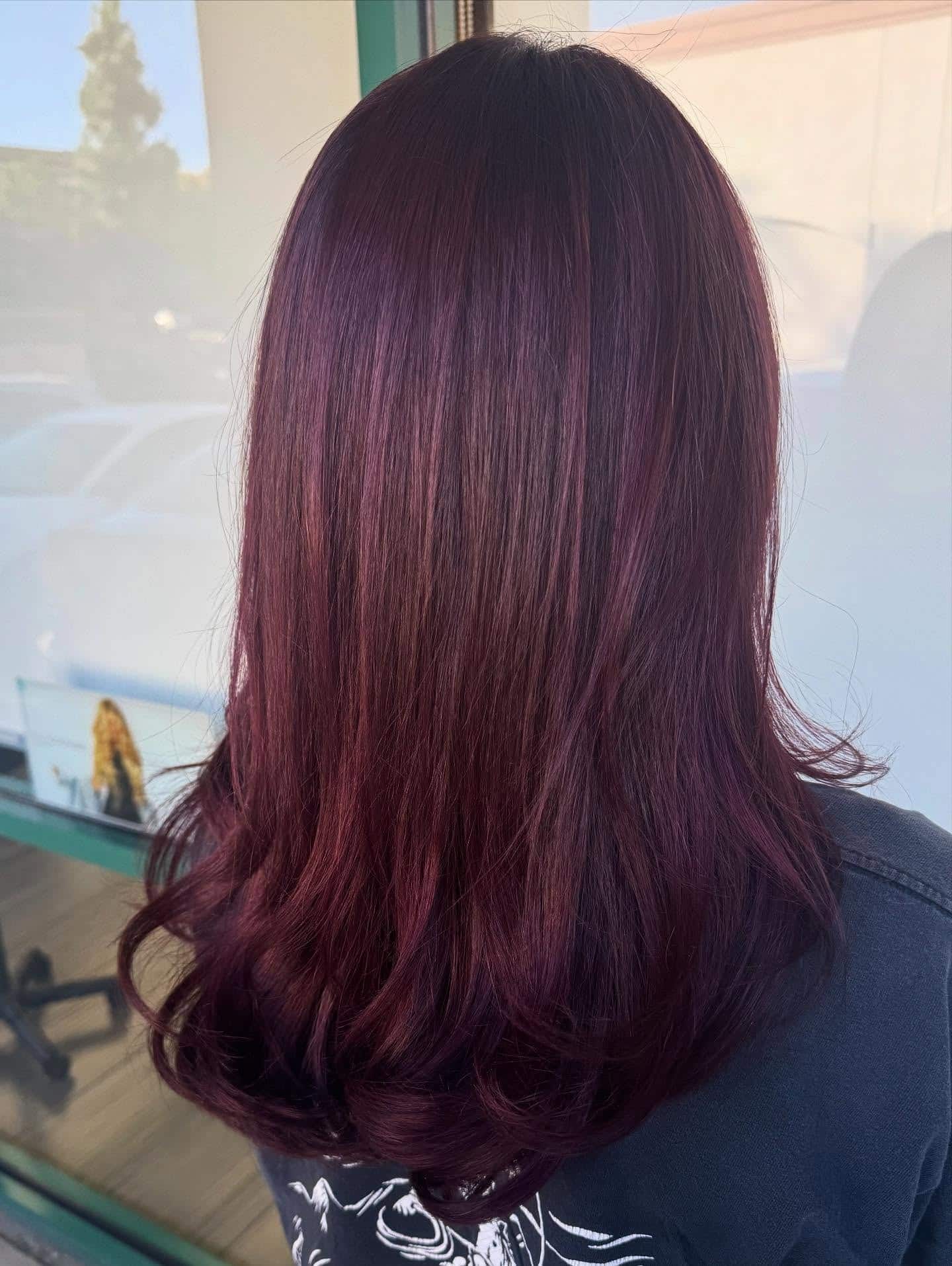 17. Deep Burgundy Feathered Layers - Deep Burgundy Hair Color