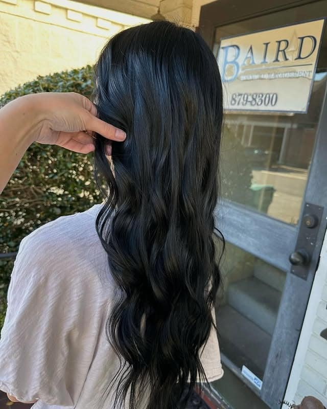 9. Classic Long Blue Black Hair - Blue Black Hair Color