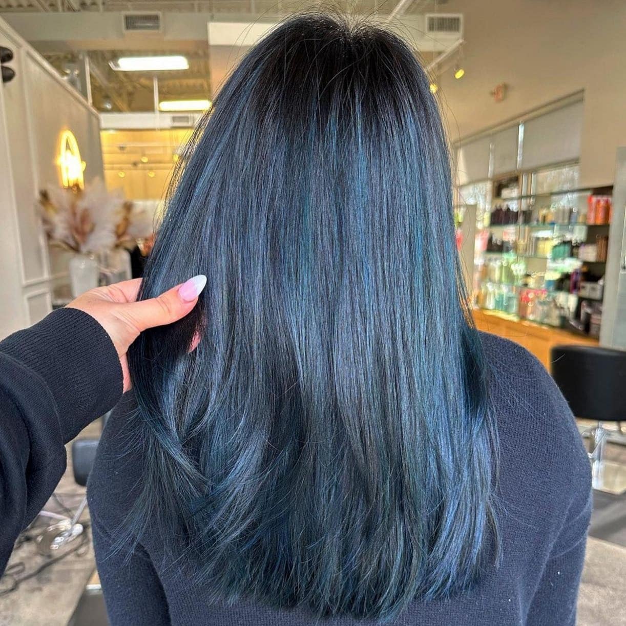 14. Blue Black Hair with Cool Blue Sheen - Blue Black Hair Color