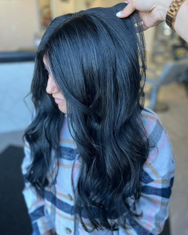 15. Face-Framing Layers with Blue Black Hair - Blue Black Hair Color