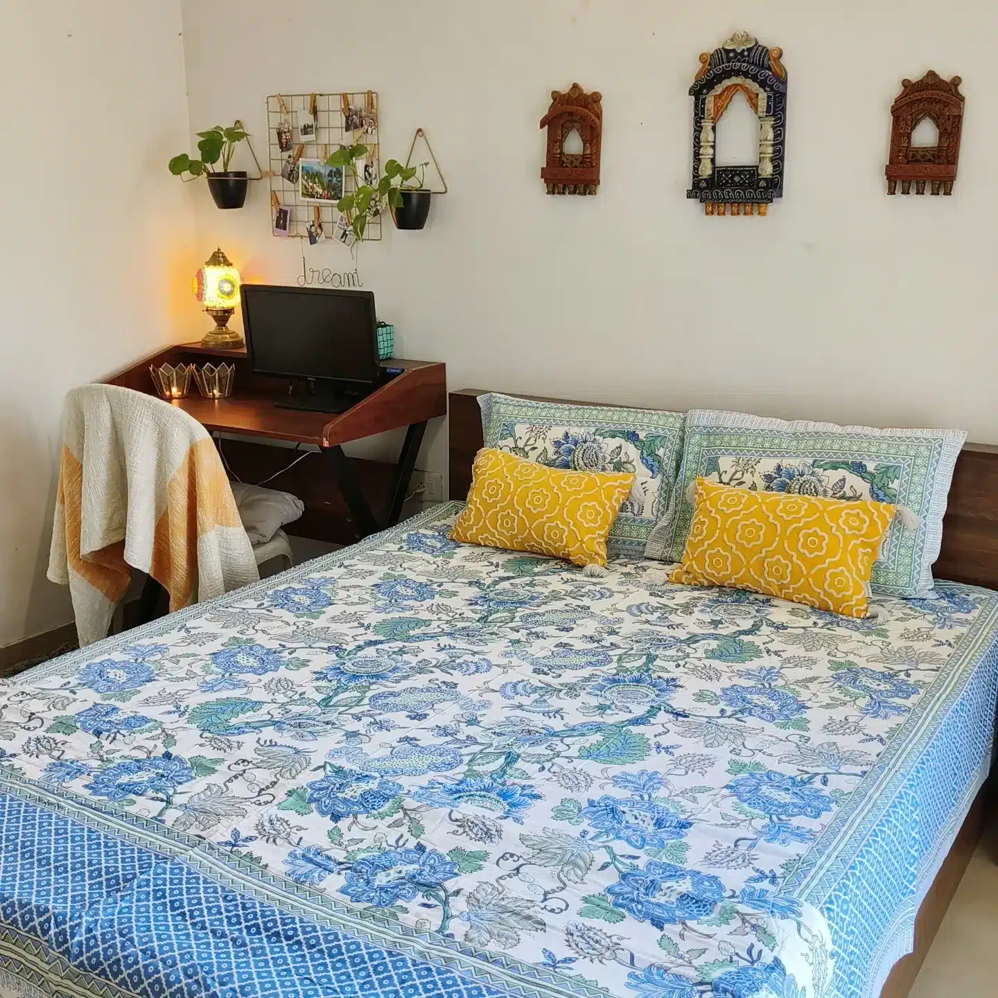 17. Blue and Yellow Floral Summer Bedroom Idea - summer bedroom ideas