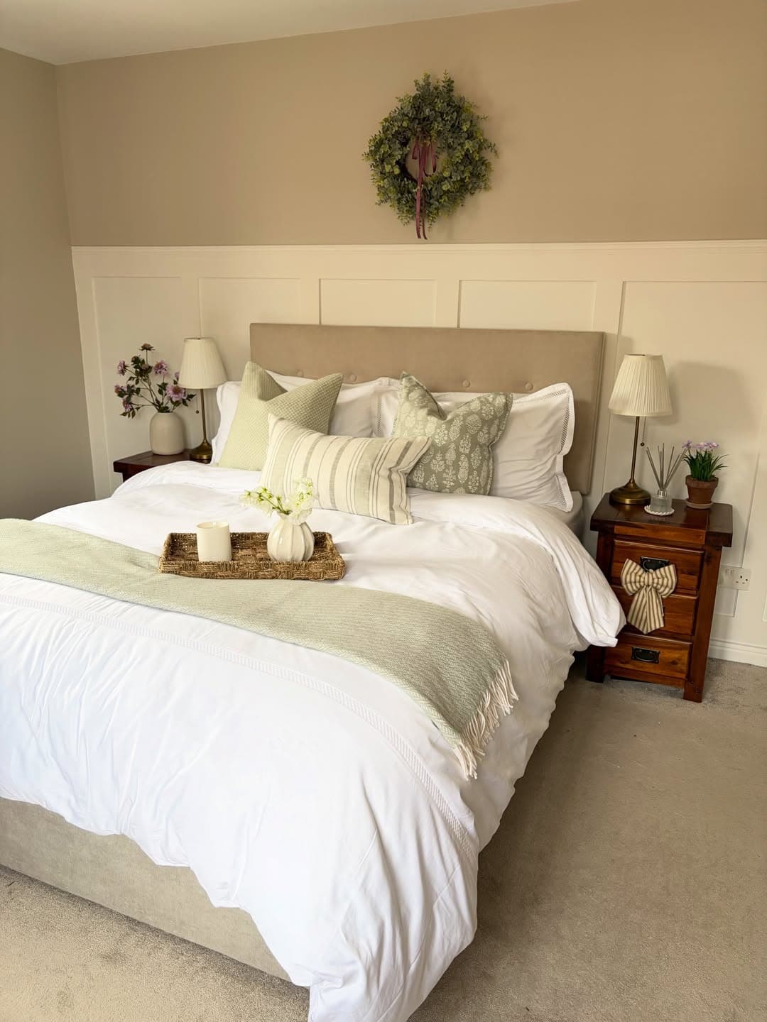 19. Beige and Sage Classic Summer Bedroom Idea - summer bedroom ideas