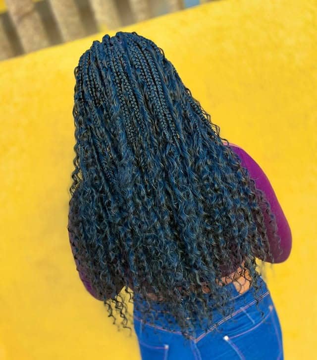 4. Black and Deep Blue Curly Twist Braids - Twist Braid Hairstyles