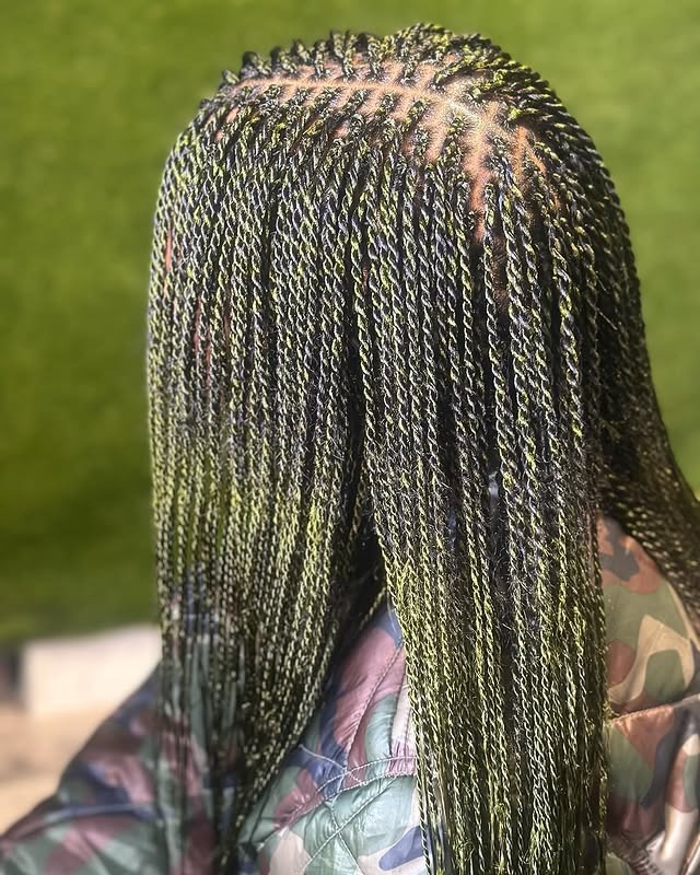 8. Olive Green Micro Twist Braids - Twist Braid Hairstyles