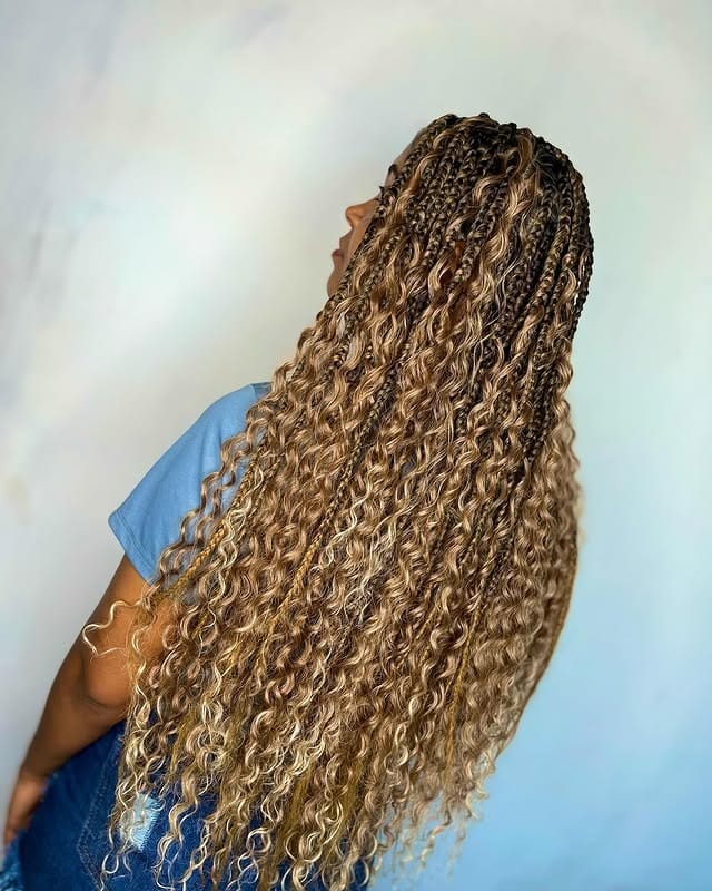 10. Honey Blonde Twist Braids with Curls - Twist Braid Hairstyles