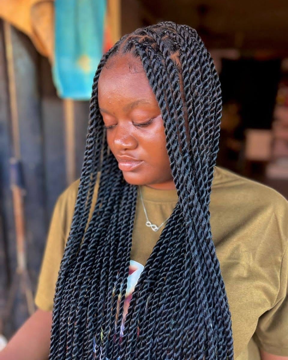 20. Waist-Length Black Senegalese Twist Braids - Twist Braid Hairstyles