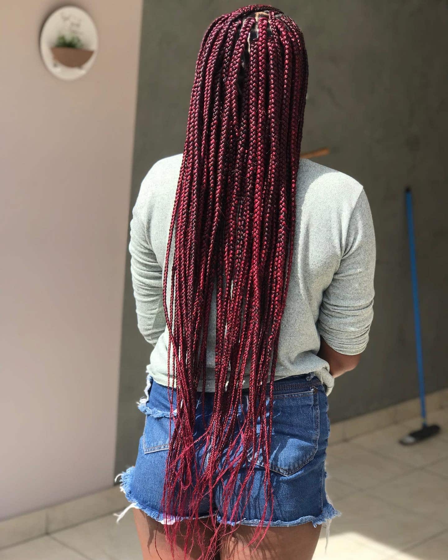 22. Extra Long Burgundy Box Twist Braids - Twist Braid Hairstyles