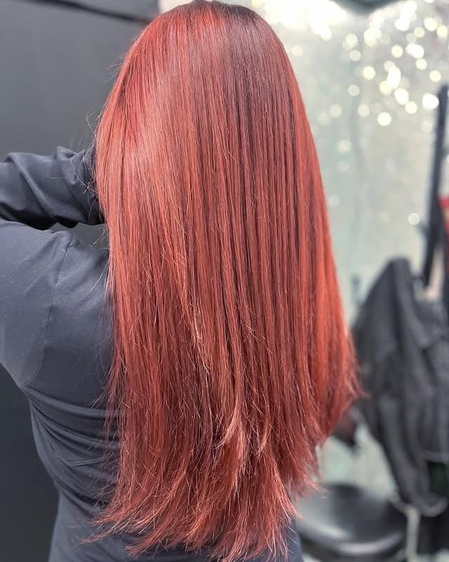 2. Sleek Straight Red Copper Hair - Red Copper Hair Color