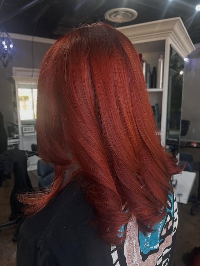 11. Layered Red Copper Blowout - Red Copper Hair Color