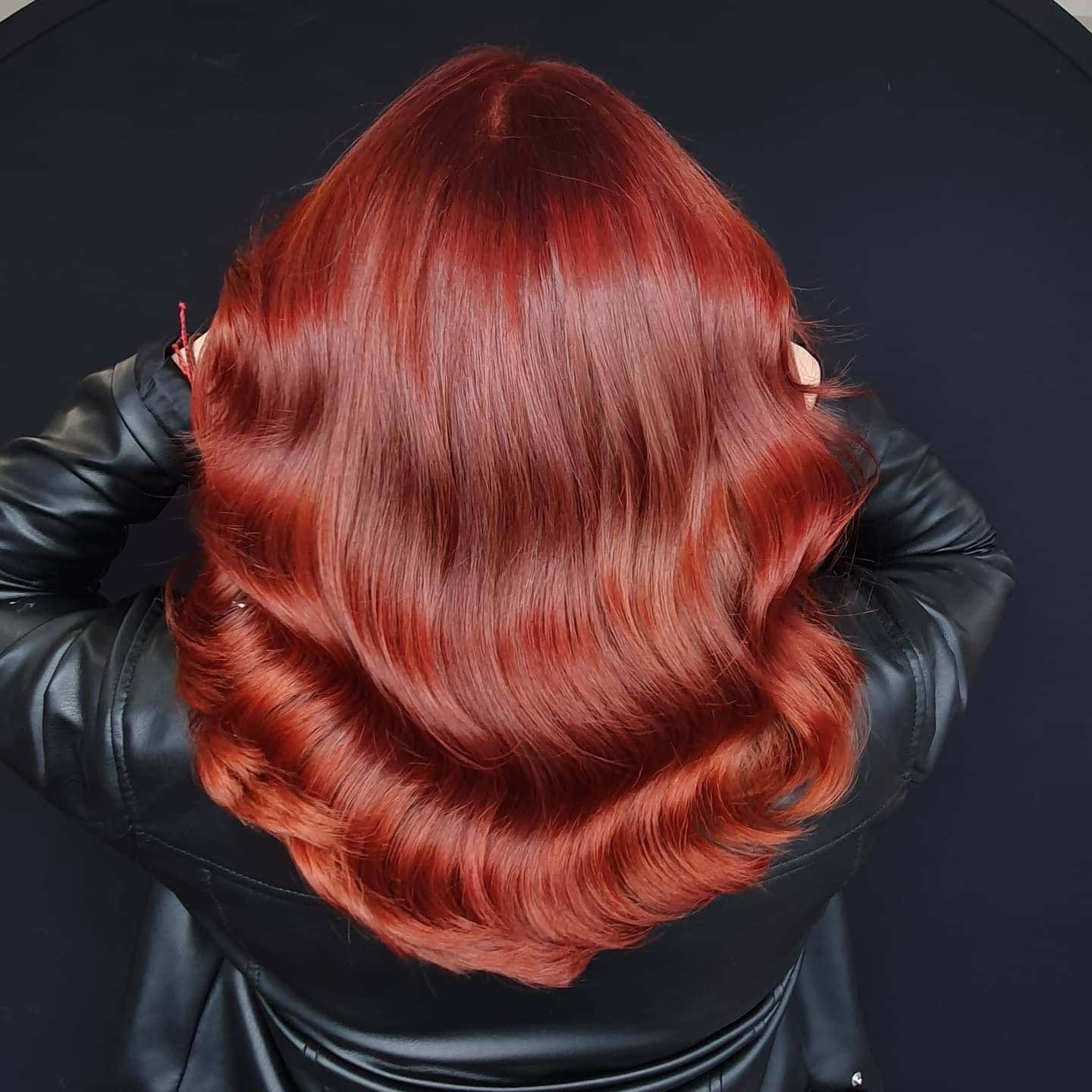 12. Glossy Vintage Red Copper Waves - Red Copper Hair Color