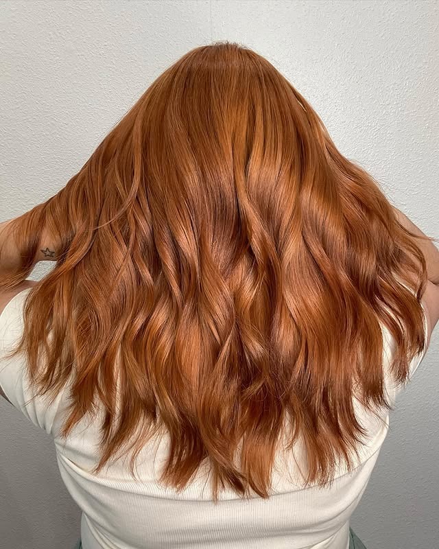 14. Soft Ginger Red Copper Waves - Red Copper Hair Color