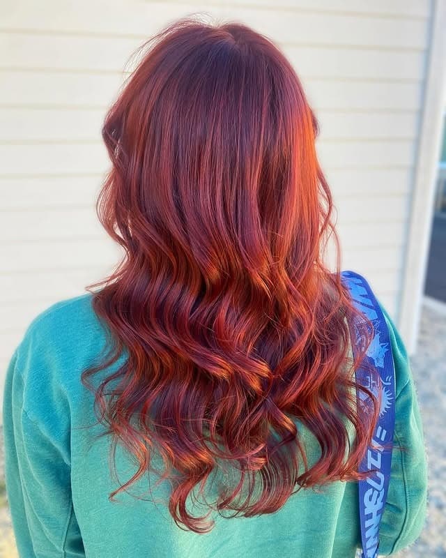 18. Deep Red Copper Loose Waves - Red Copper Hair Color
