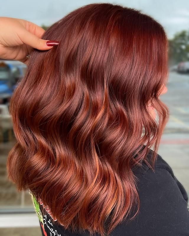 19. Chocolate Red Copper Waves - Red Copper Hair Color