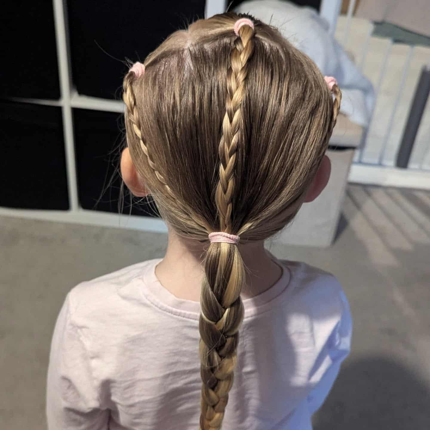5. Center Accent Braid Ponytail with Ash Blonde Hair - Hairstyles For School