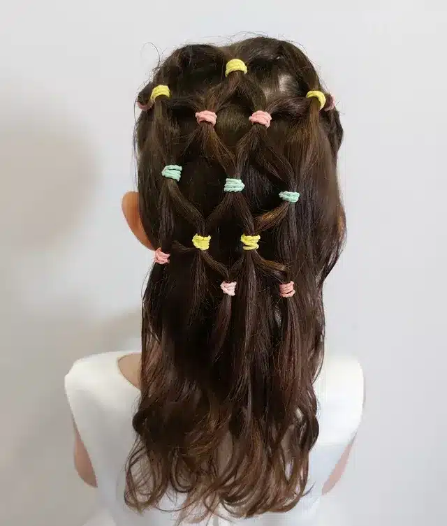 6. Diamond Elastic Half-Up Style with Dark Brown Hair - Hairstyles For School
