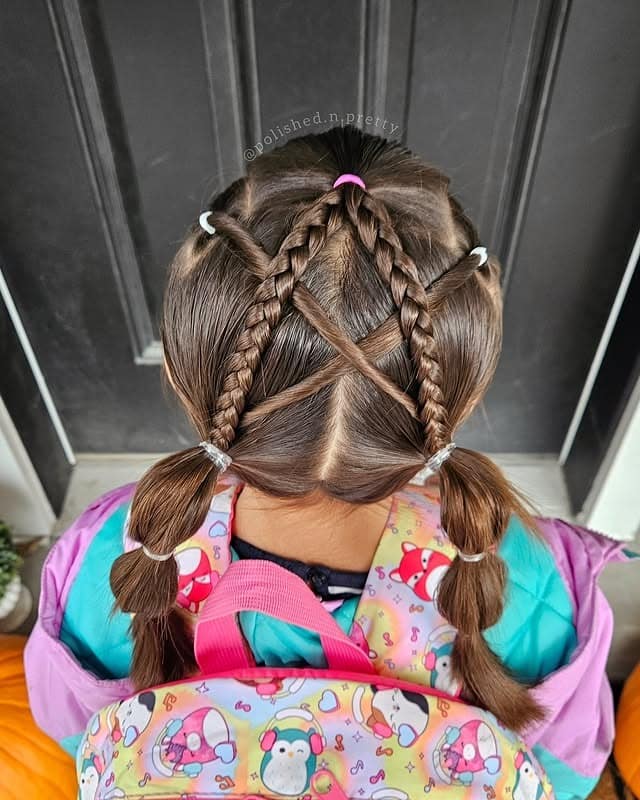 10. Crisscross Braided Pigtails with Dark Brown Hair - Hairstyles For School