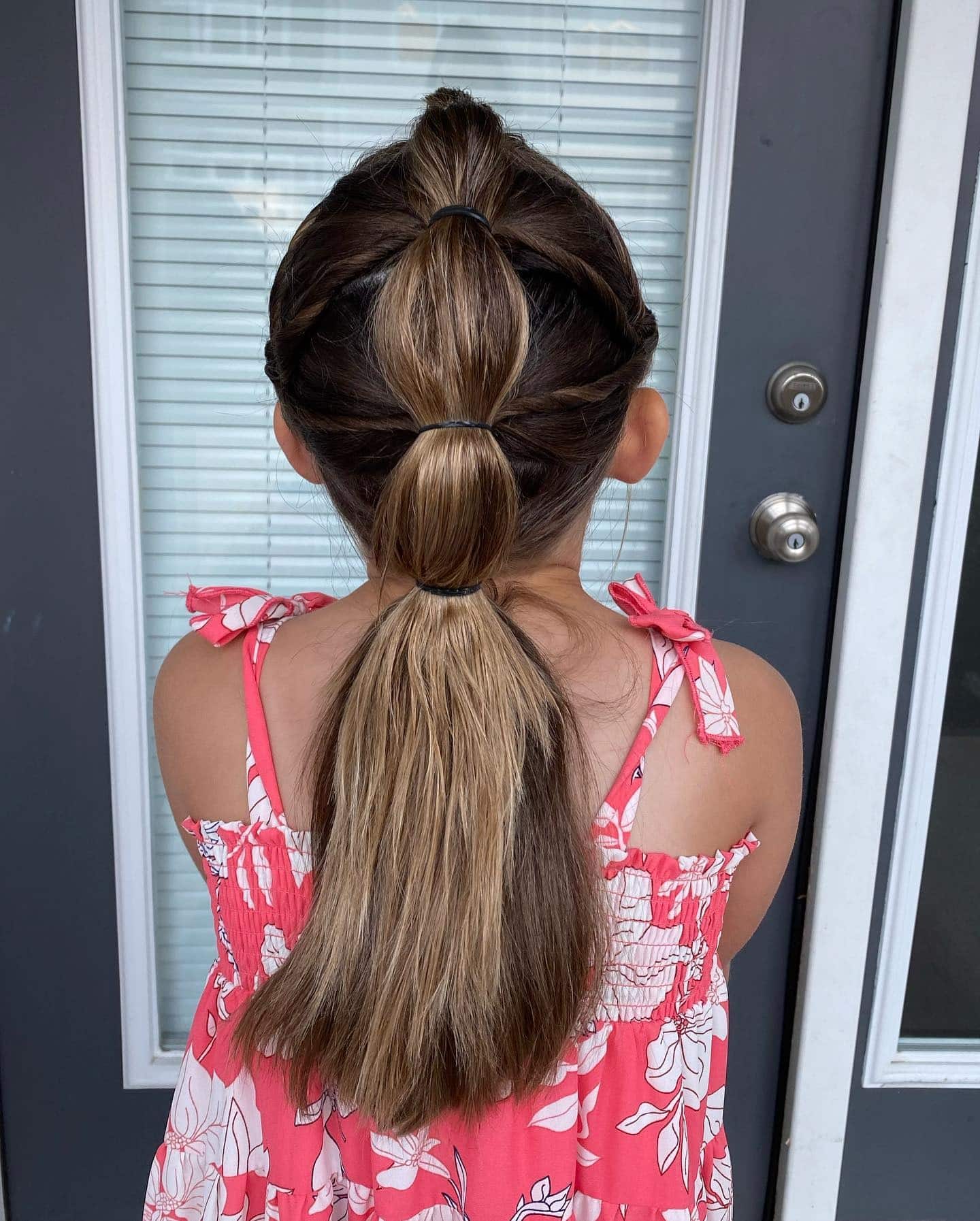 19. Bubble Ponytail with Brown Blonde Highlights - Hairstyles For School