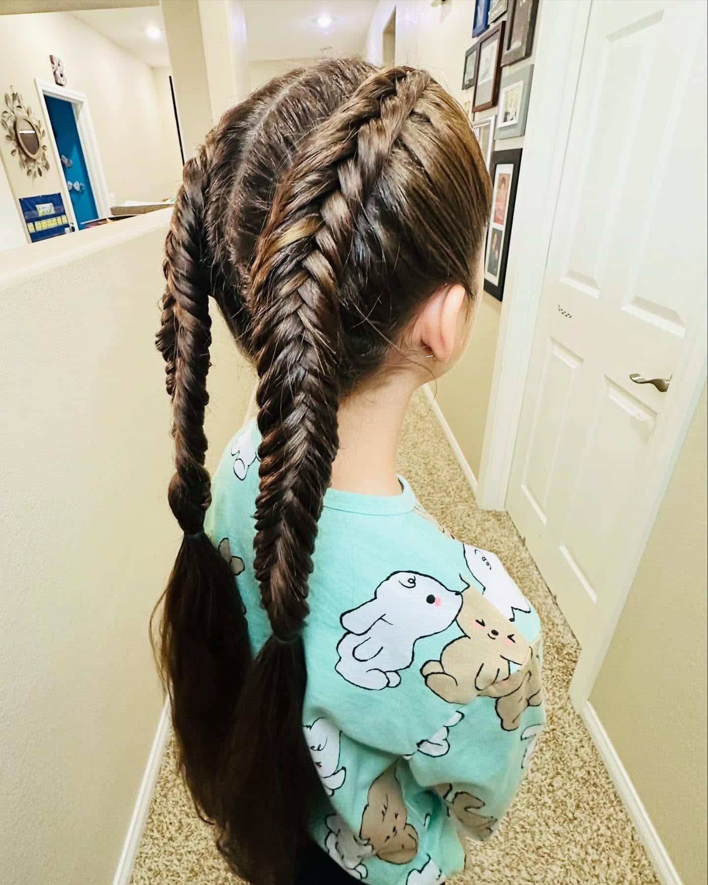 20. Double Fishtail Braids with Dark Brown Hair - Hairstyles For School