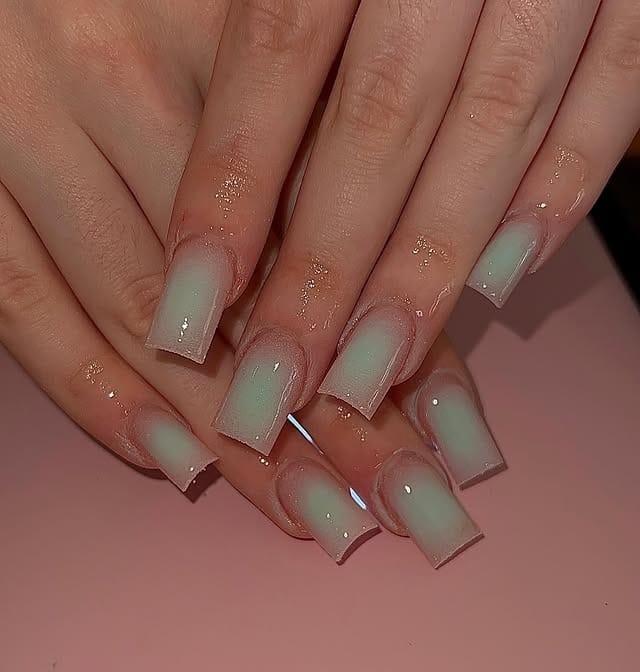 22. Milky White Ombre Square Nails - cute and easy nail ideas