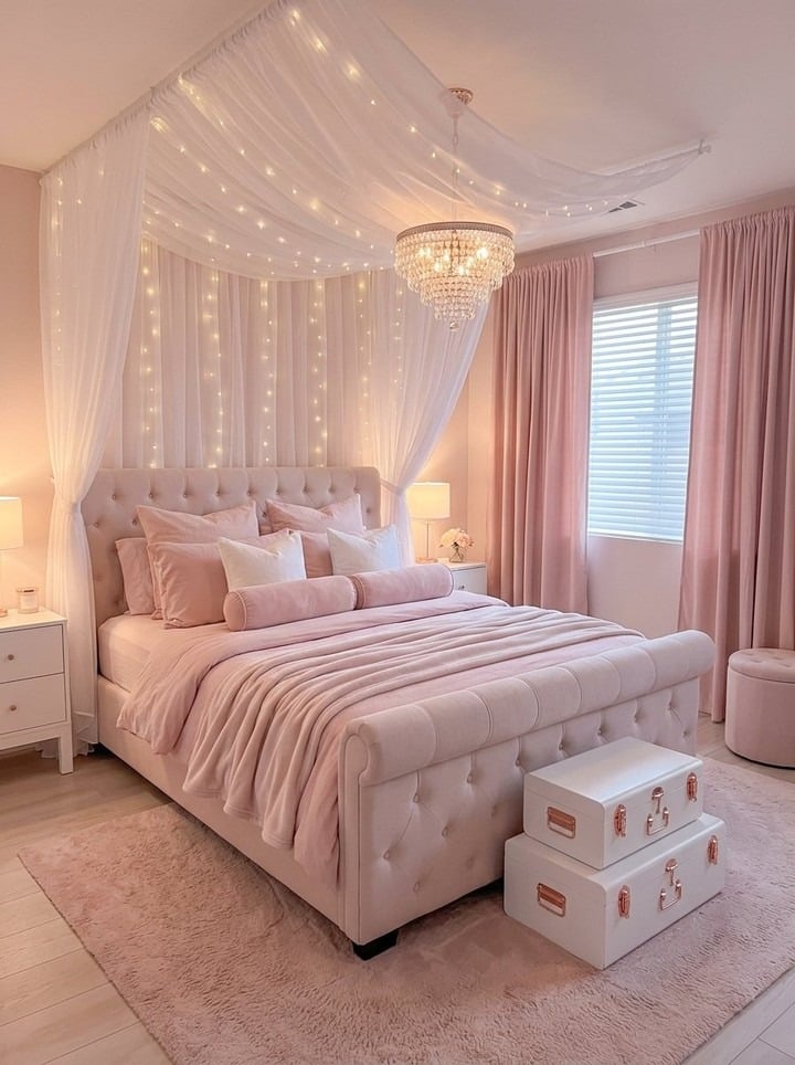 3. Soft Pink Canopy Princess Bedroom Idea - princess bedroom ideas