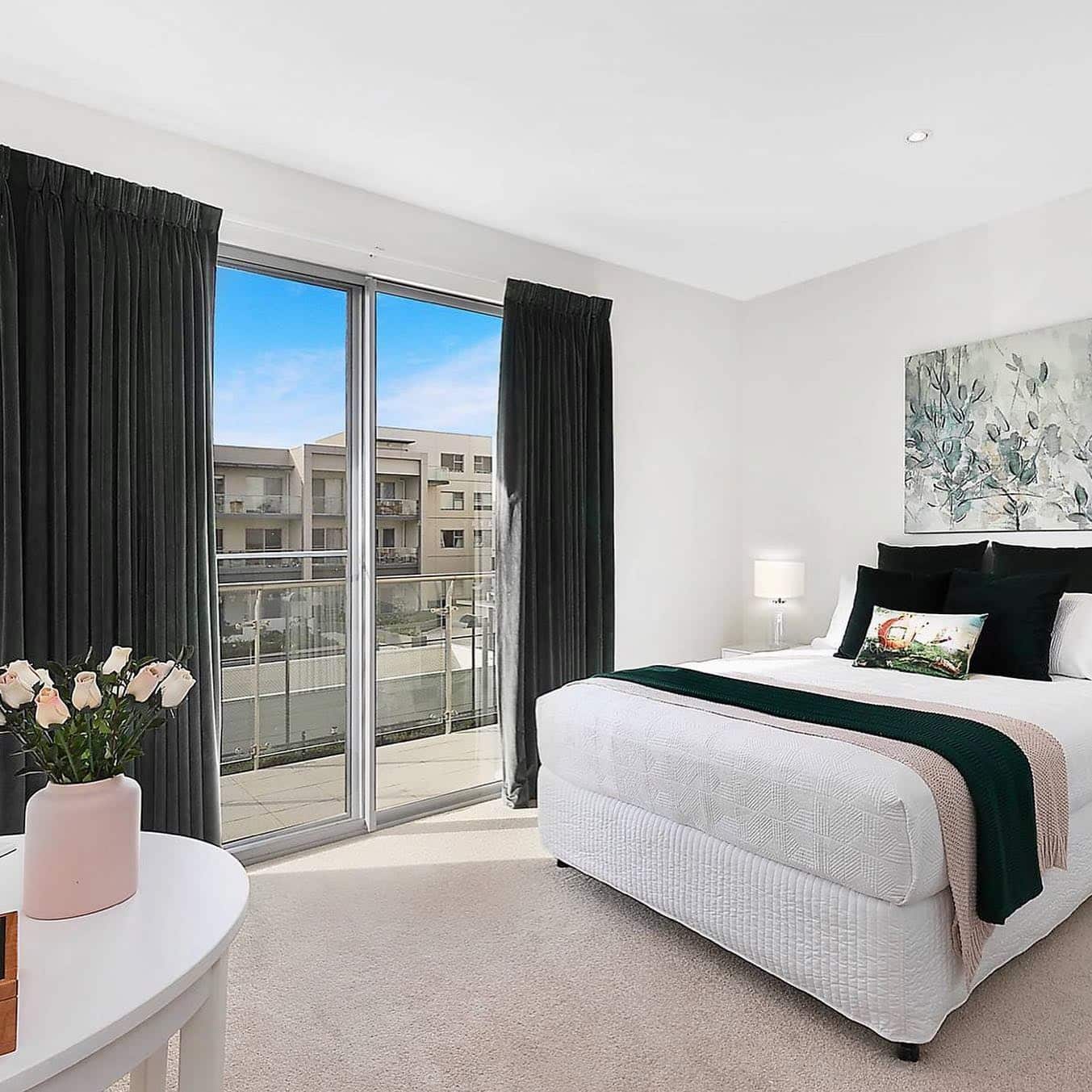 6. White Bedroom with Black Curtain Contrast - princess bedroom ideas