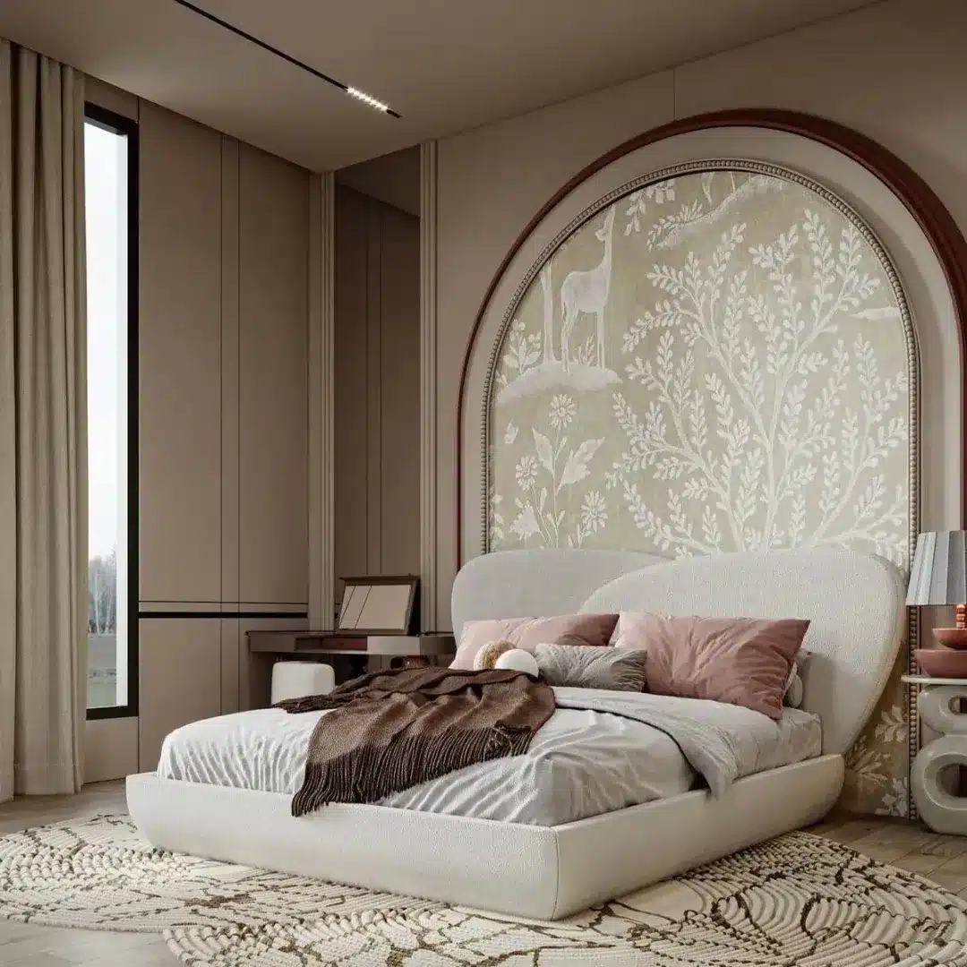 12. Warm Beige Princess Bedroom Idea with Mural Wall - princess bedroom ideas