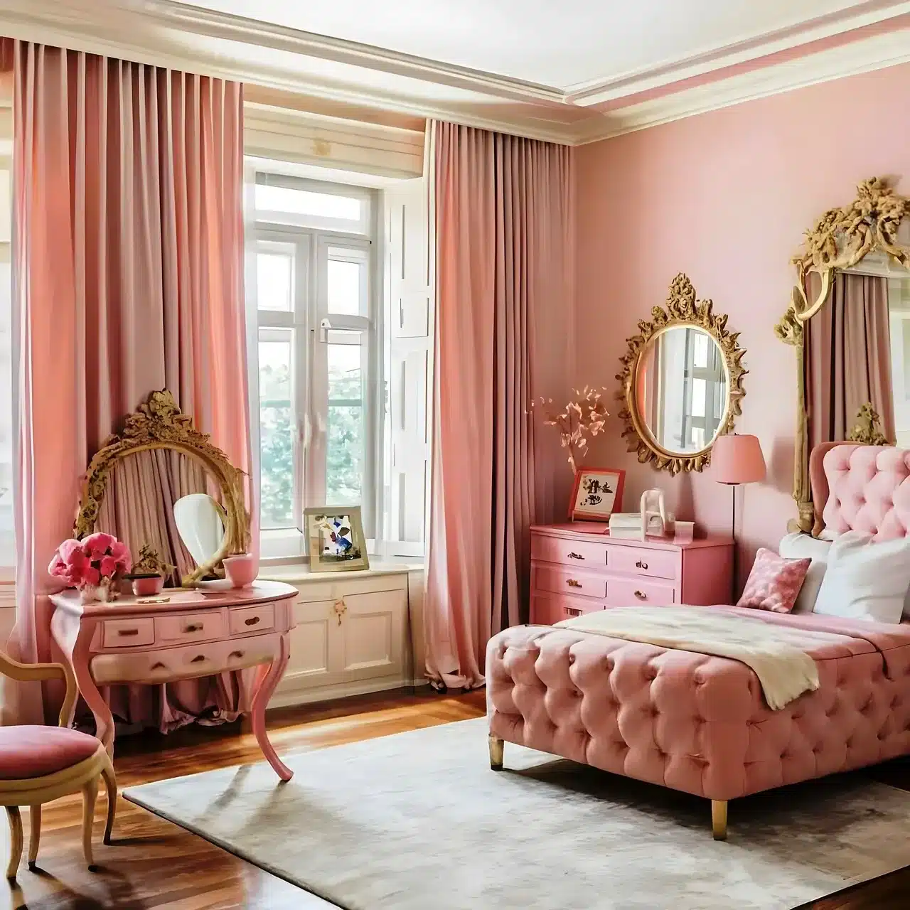 18. Classic Pink Glam Princess Bedroom Idea - princess bedroom ideas