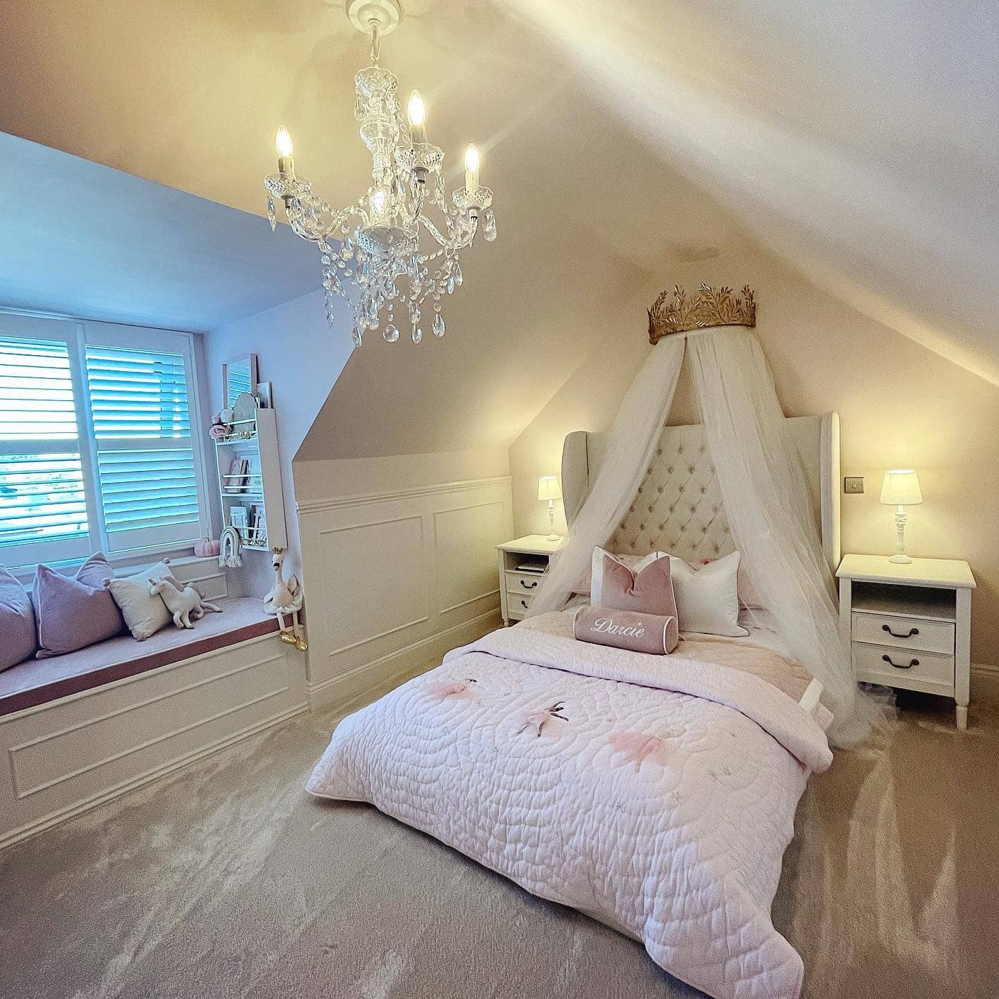 20. Cream and Blush Canopy Princess Bedroom Idea - princess bedroom ideas