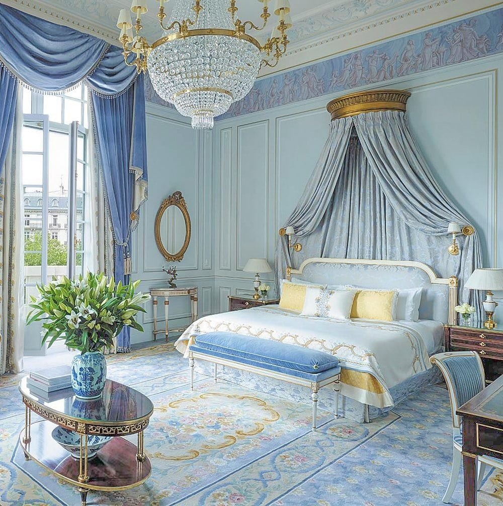 21. Powder Blue Royal Princess Bedroom Idea - princess bedroom ideas