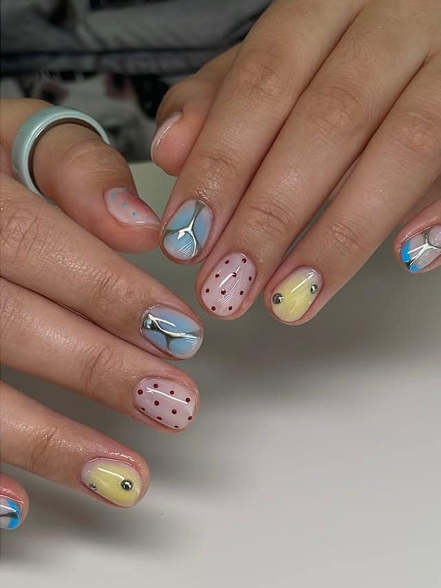 16. Pastel Abstract Mix-and-Match Short Nails - easy short nail ideas