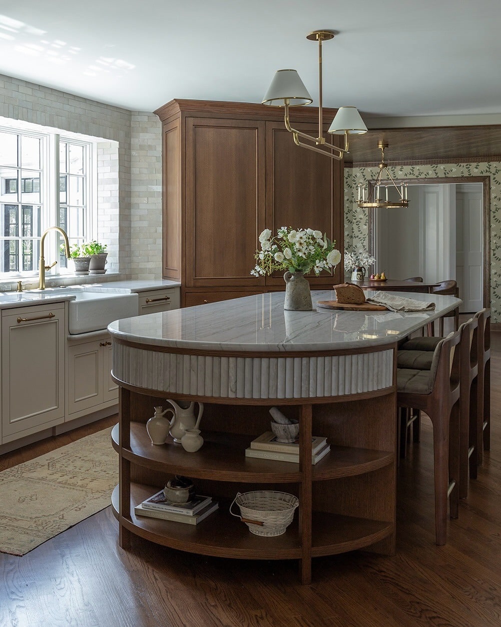 12. Rich Walnut Timeless Kitchen Ideas with Fluted Island Design - timeless kitchen ideas