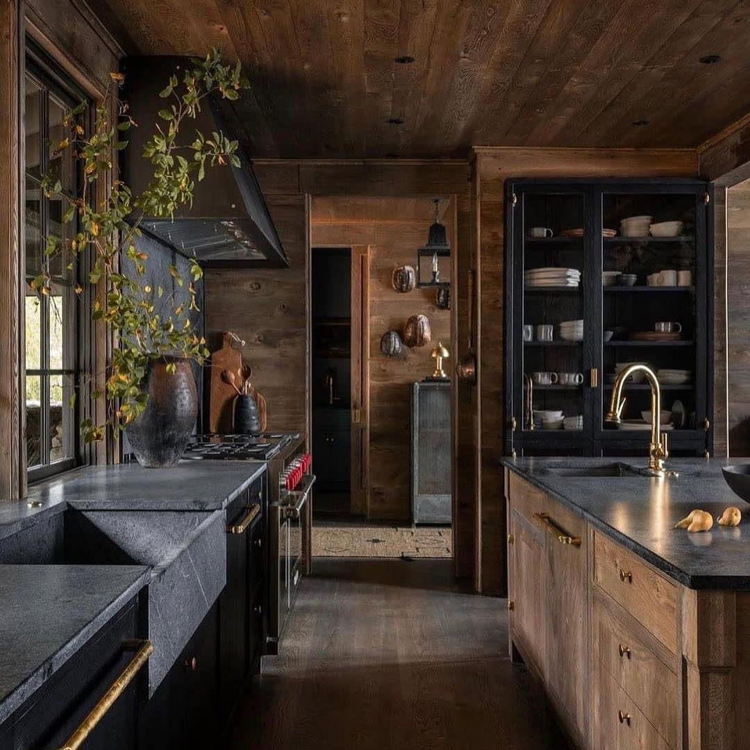 18. Dark Wood Kitchen Ideas with Black Stone Countertops - timeless kitchen ideas