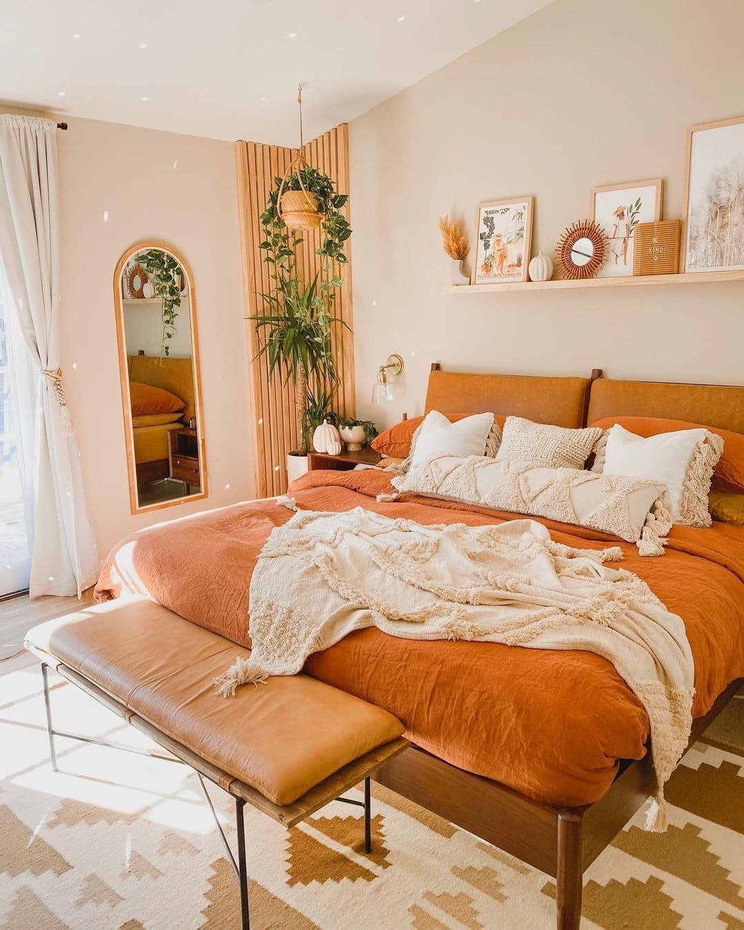 2. Cozy Orange Bedroom Ideas with Natural Wood Accents - orange bedroom ideas