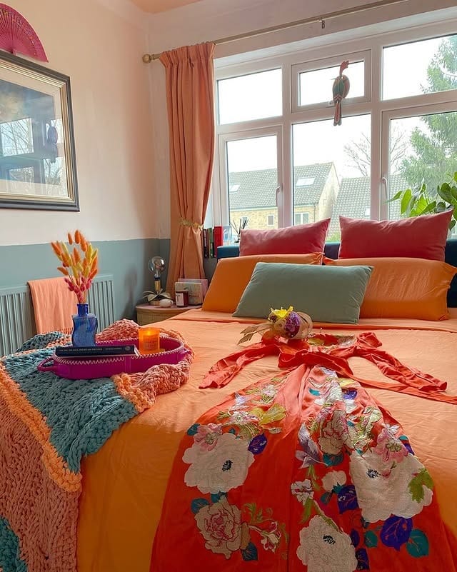 5. Playful Orange Bedroom Ideas with Colorful Decor - orange bedroom ideas
