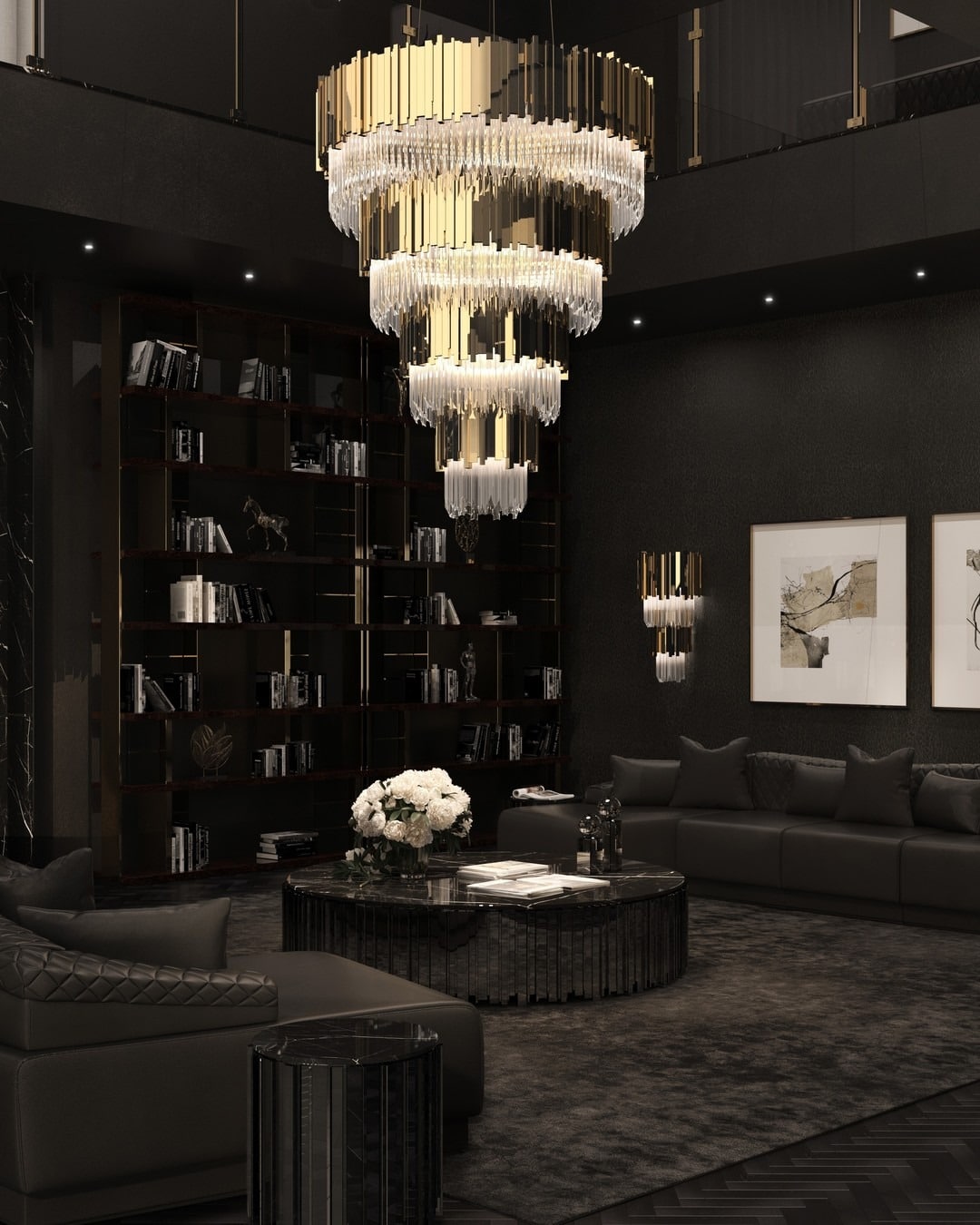 3. Luxury Dark Living Room Ideas with Black and Gold Accents - dark living room ideas