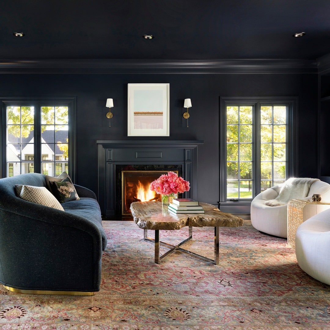 7. Elegant Dark Living Room Ideas with Soft Neutral Furniture - dark living room ideas