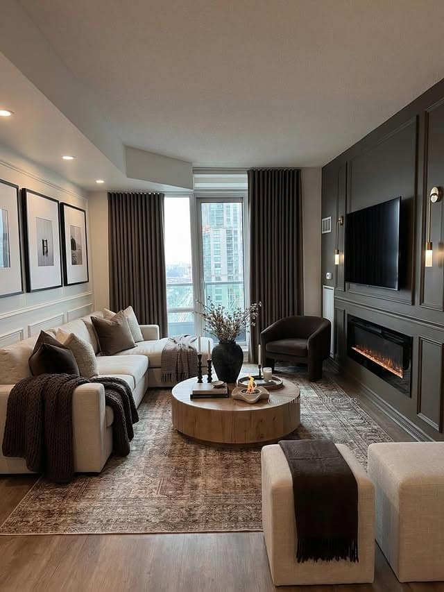 19. Minimalist Dark Living Room Ideas with Gray Accent Wall - dark living room ideas