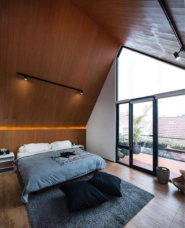 6. Modern Wood Attic Bedroom Ideas with Vaulted Ceiling - attic bedroom ideas