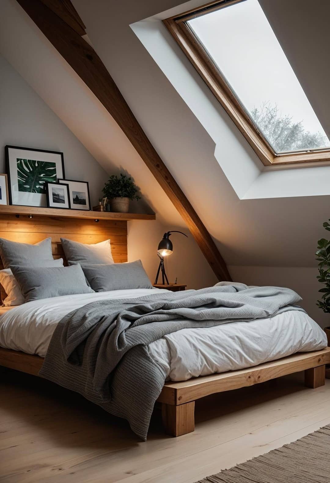 8. Cozy Wood Attic Bedroom Ideas with Skylight Glow - attic bedroom ideas