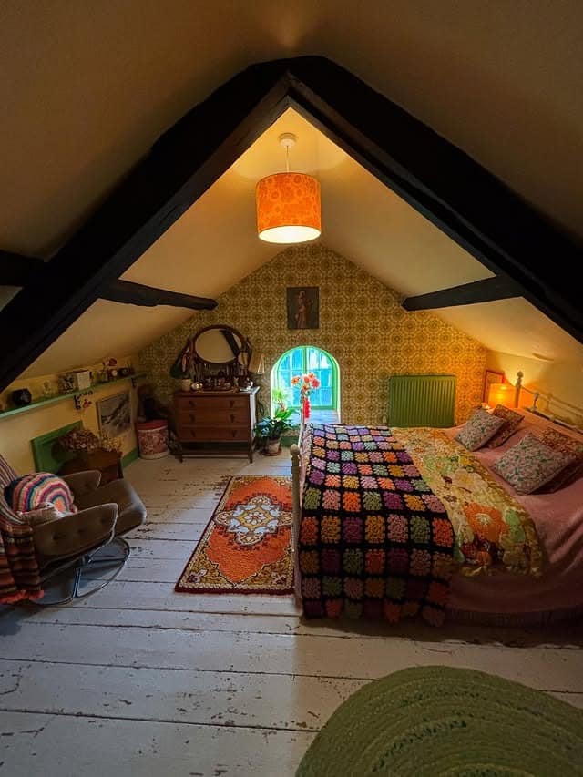 11. Vintage Cottage Attic Bedroom Ideas with Mustard and Olive Tones - attic bedroom ideas