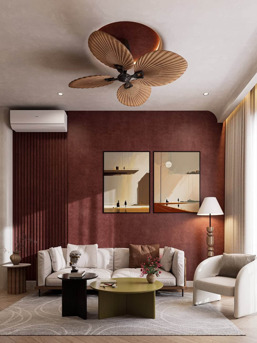 5. Rustic Terracotta Earthy Living Room with Cream Furniture - earthy living room ideas