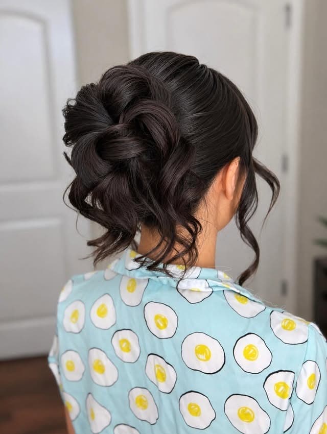 13. Elegant Dark Brunette Twisted Updo - Bride Hairstyles