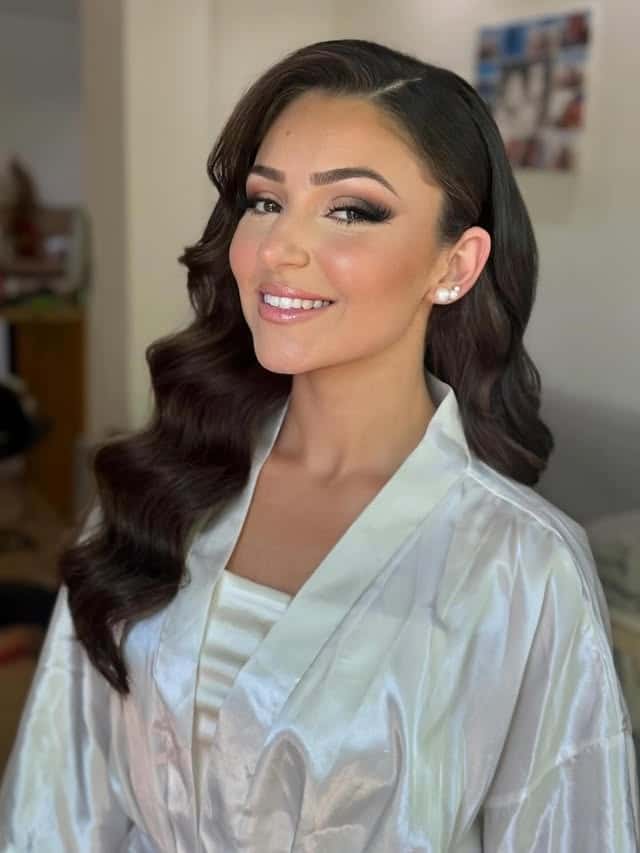 20. Glam Hollywood Waves in Deep Brunette - Bride Hairstyles