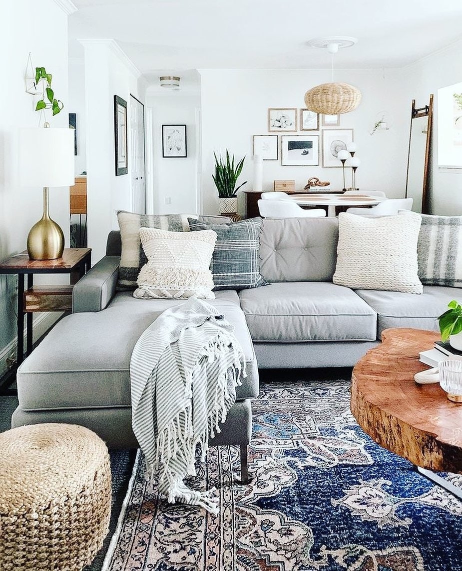 21. Blue and Gray Living Room Ideas with Cozy Apartment Style - blue and gray living room ideas
