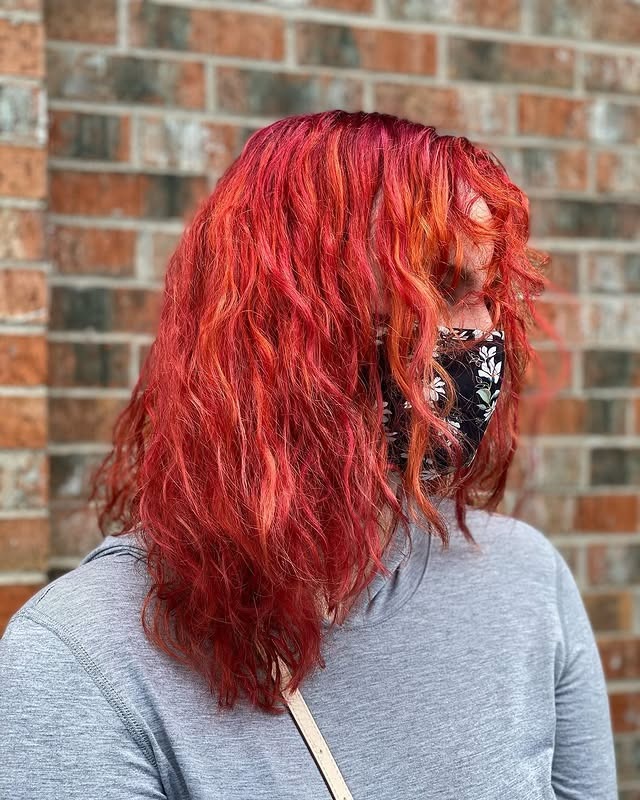 5. Textured Red Orange Shag - Red Orange Hair Color
