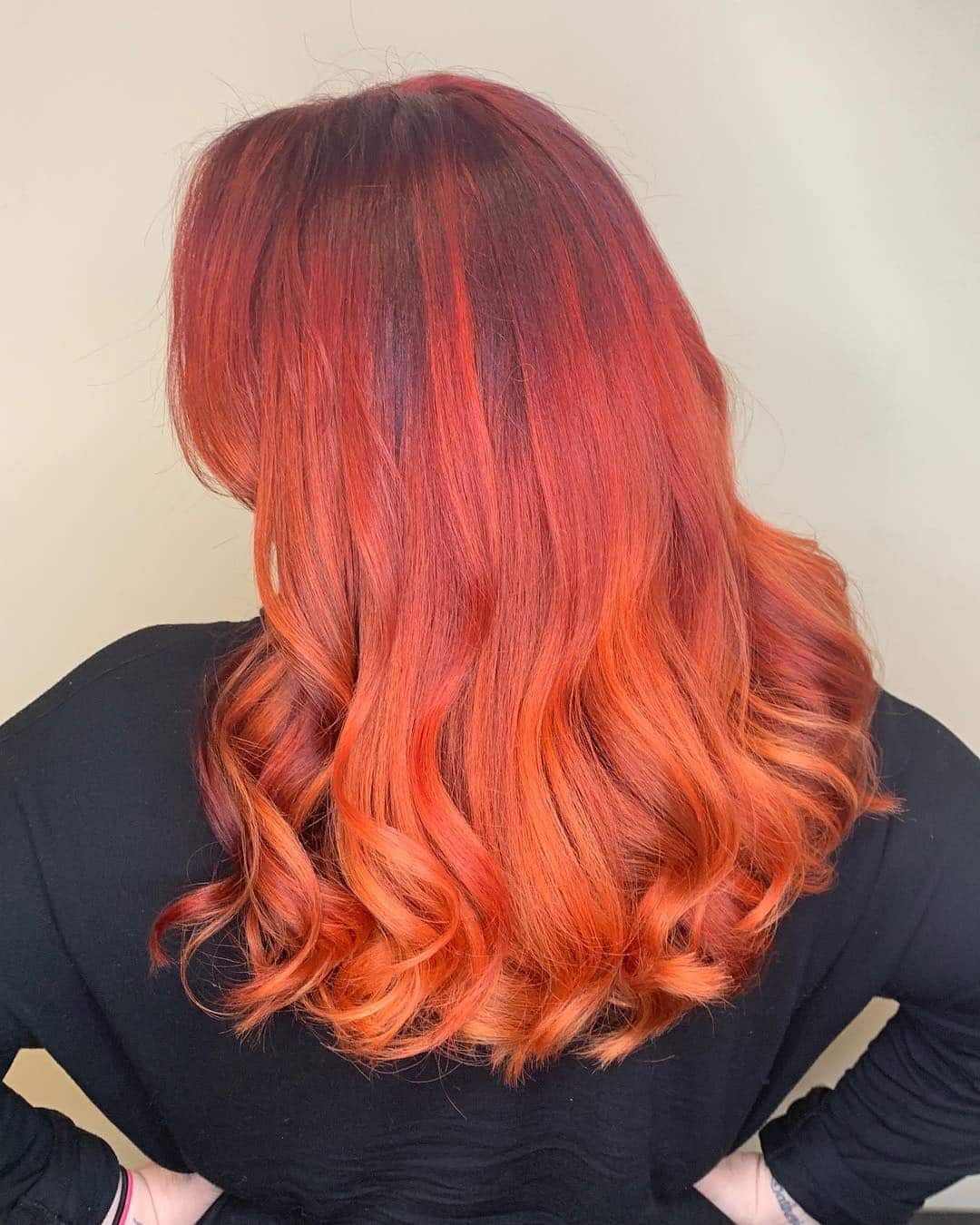 6. Red Orange Ombre Curls - Red Orange Hair Color