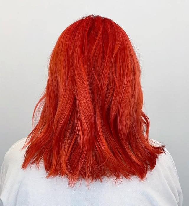 12. Textured Red Orange Lob - Red Orange Hair Color