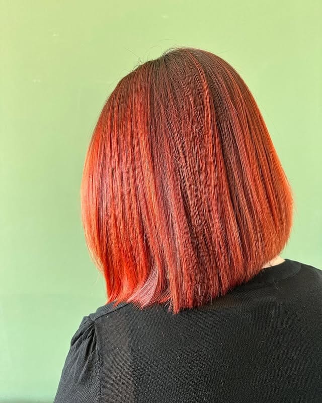 18. Precision Red Orange Blunt Bob - Red Orange Hair Color