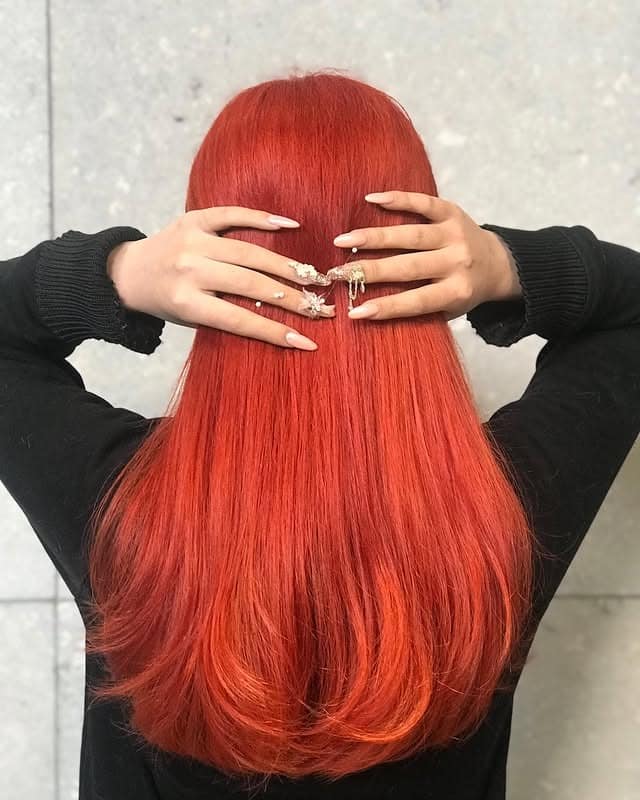 19. Classic Red Orange Straight Layers - Red Orange Hair Color