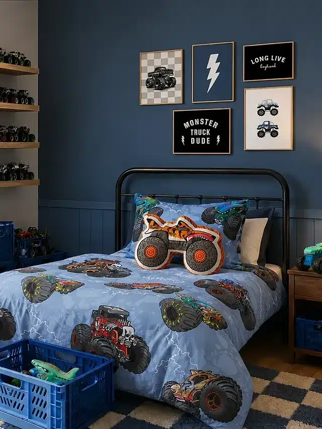 7. Navy Blue Monster Truck Kids Bedroom - navy blue bedroom ideas